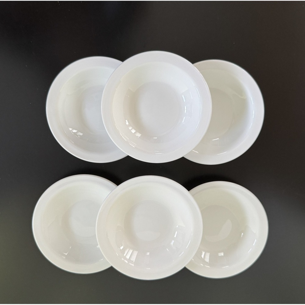 6x White Narrow Rim Pyroceram by Corning 4 3/4 Inch Rim Fruit Dessert Sauce Bowl